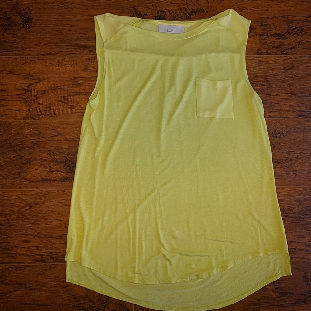 Loft yellow mixed media top
